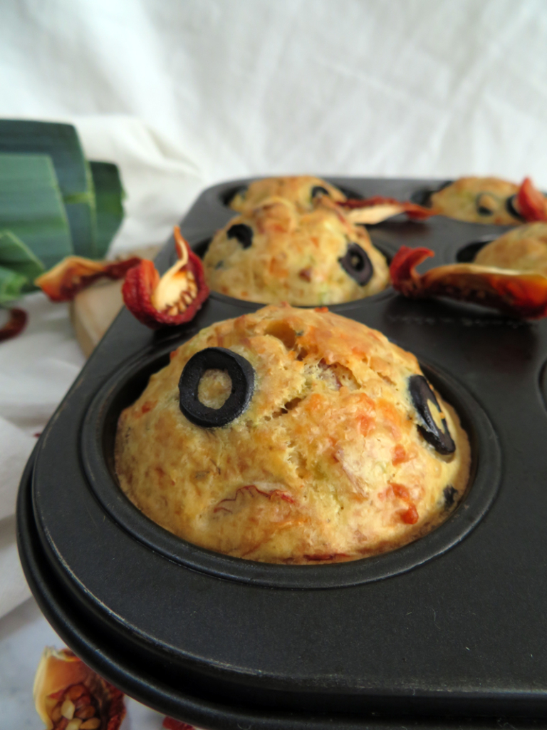 Savoury Olive and sun-dried tomato muffins