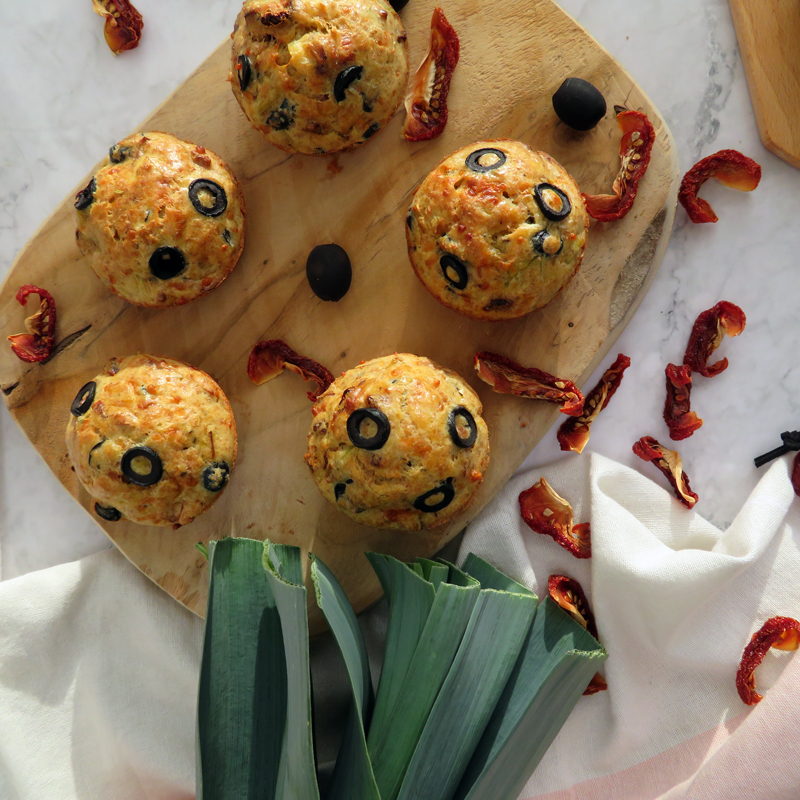 Savoury Olive and sun-dried tomato muffins