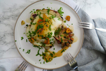 Mediterranean style grilled cuttlefish-sepia a la plancha con ajo y perejil