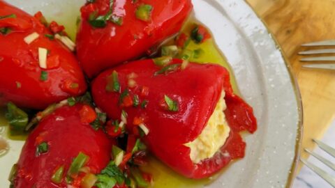 piquillos rellenos frios con mayonesa saludable-Shrimp and tuna stuffed piquillo peppers