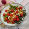Grilled asparagus with tomatoes and mozzarella