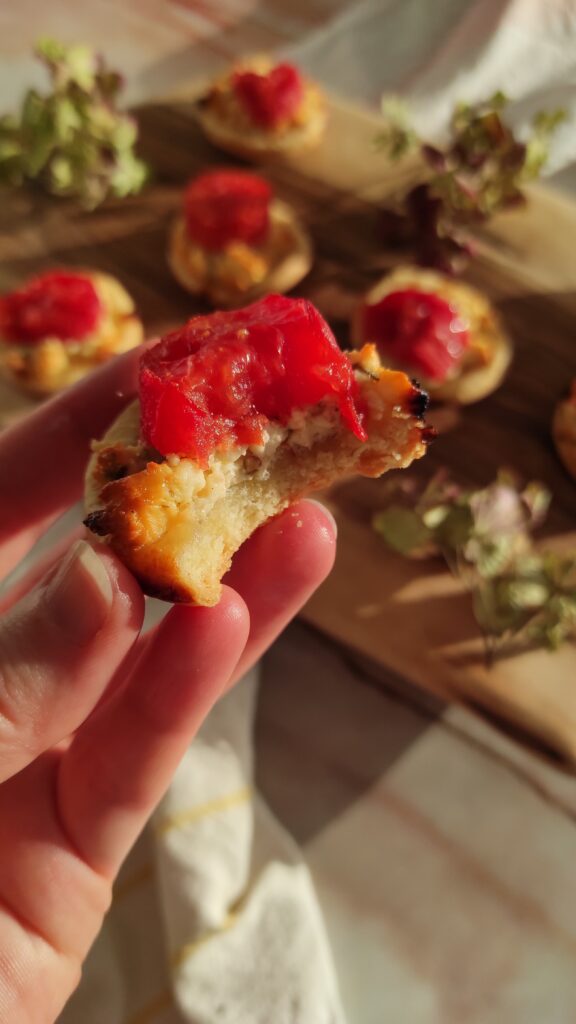 tomato and feta bites with flaky olive oil pastry dough