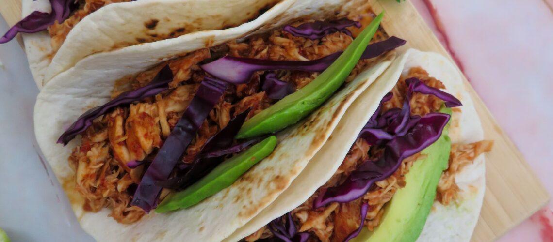 Slow cooker easy chicken tacos-rootsandcook