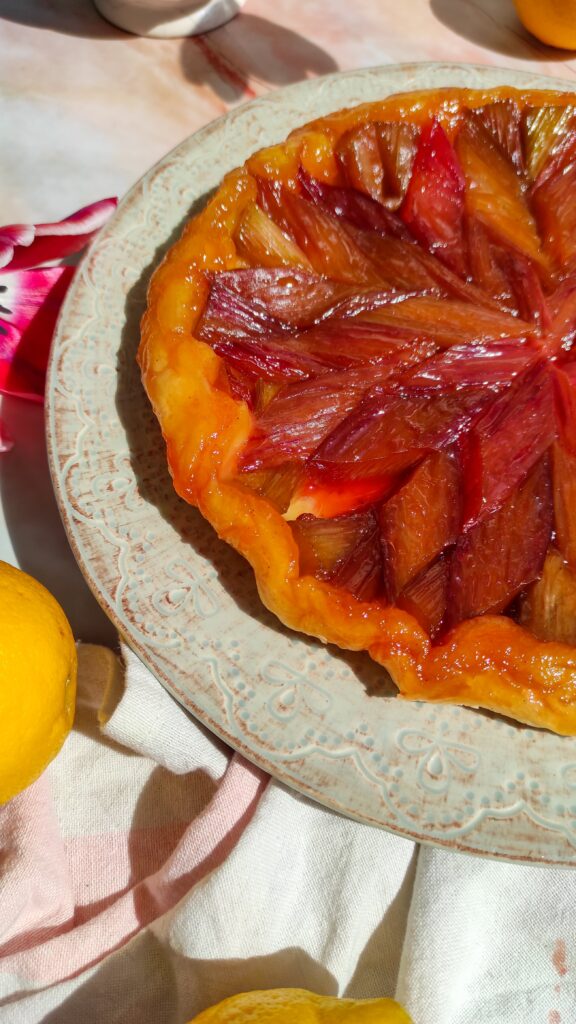 rhubarb tarte tatin-rootsandcook