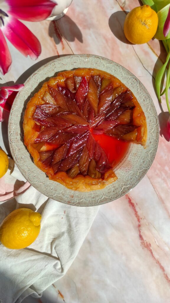 rhubarb tarte tatin-rootsandcook