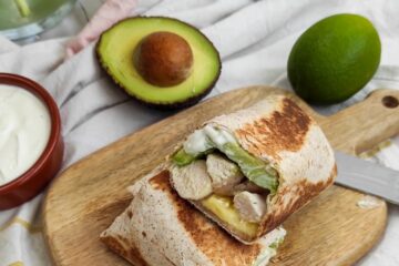 chicken and avocado burritos with melted cheese-rootsandcook