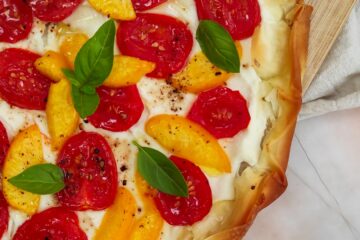 Tomato and peach phyllo galette-rootsandcook