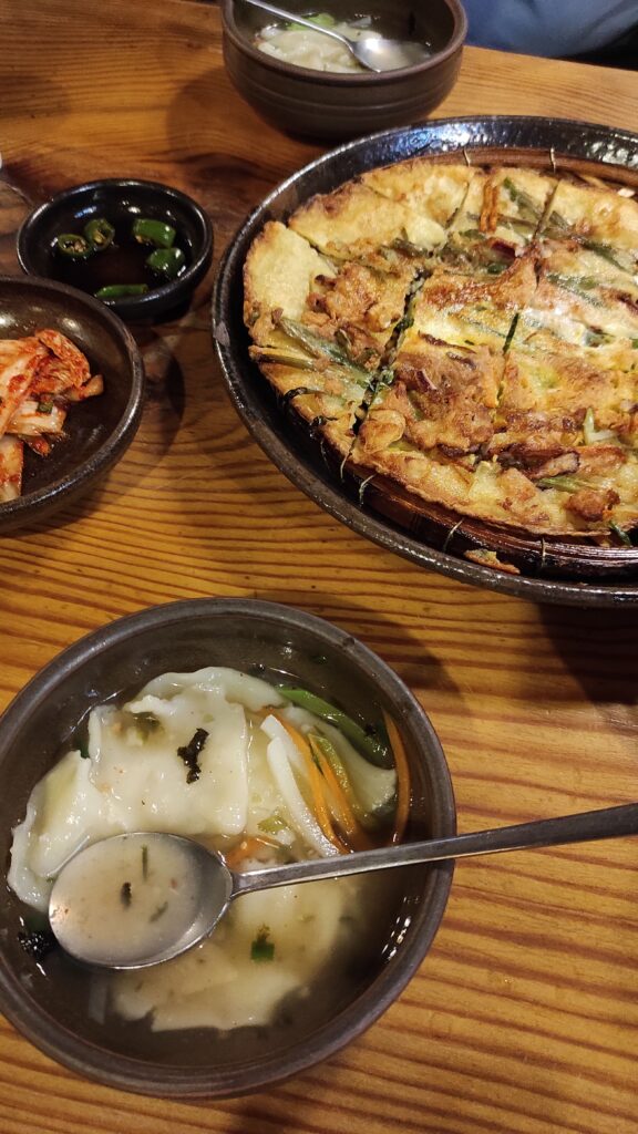 South-Korea-food-guide-by-a-foodie-rootsandcook-Insadong-Sujebi-sujebi-and-seafood-pancake
